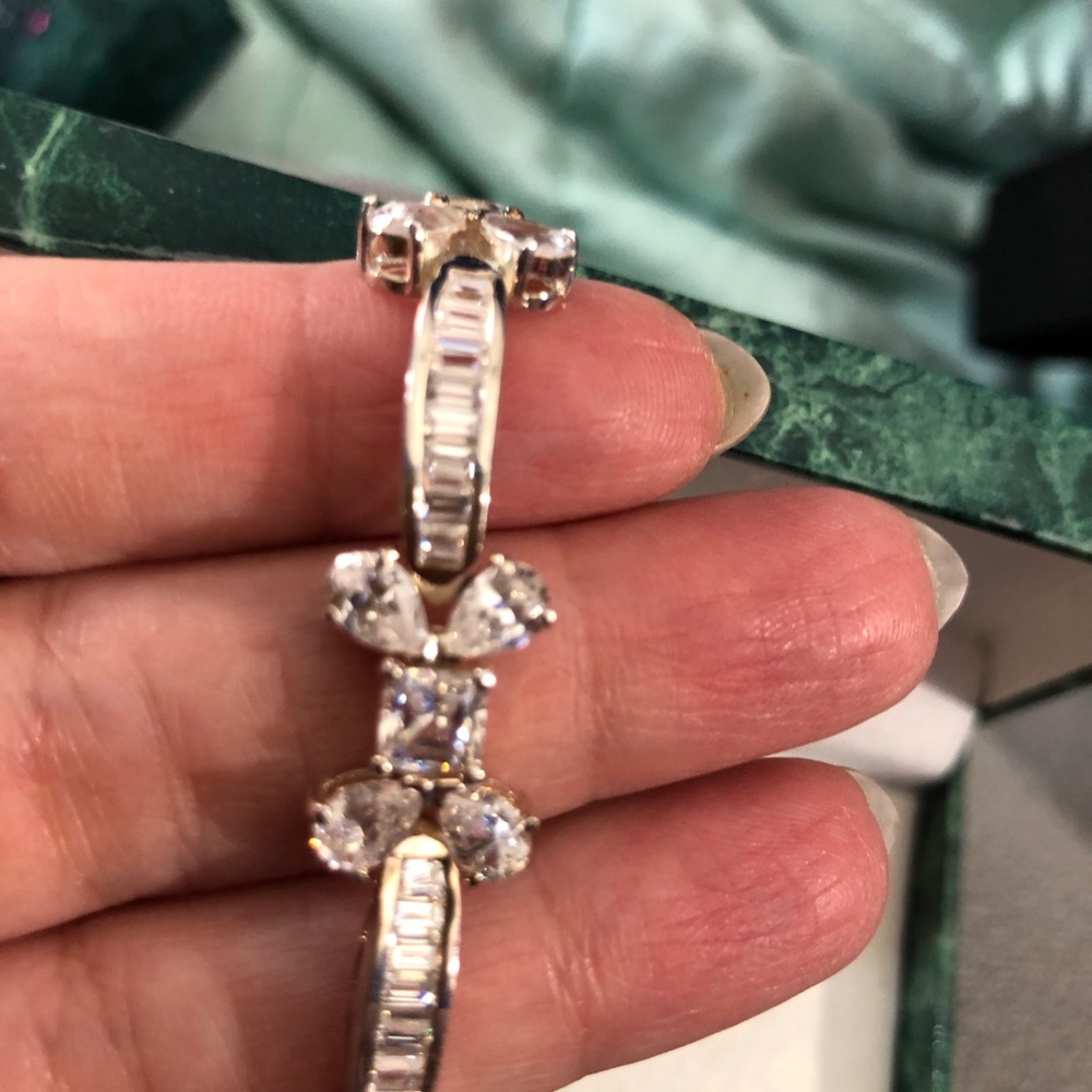 Suzanne Somers Silver Bracelet with Clear Stones